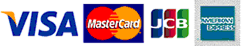 対応クレジットカード：VISA, MasterCard, JCB, AMEX